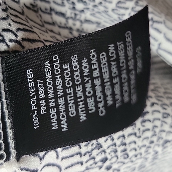 WORTHINGTON White Black Snakeskin Animal Print Professional Office Tie Blouse L - Picture 7 of 7